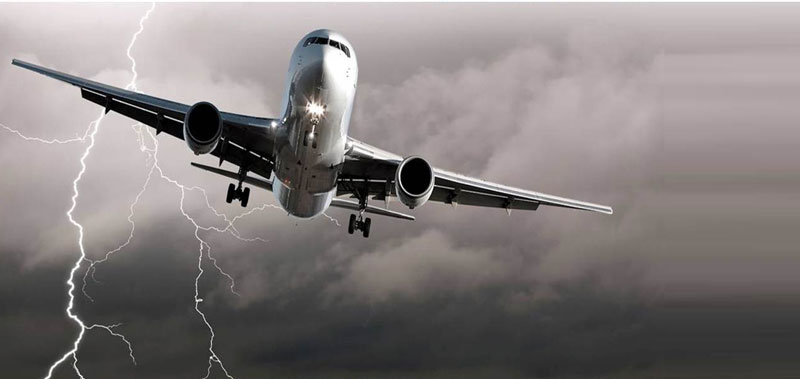 lightning strike next to airplane